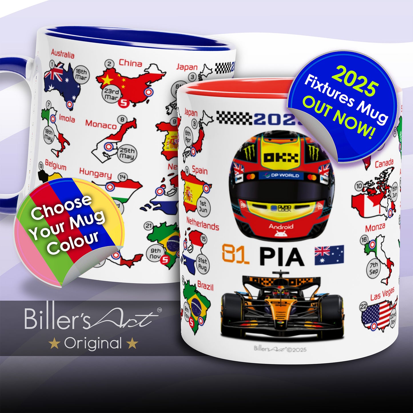 Oscar Piastri 2026 Formula 1 Season Fixtures Mug
