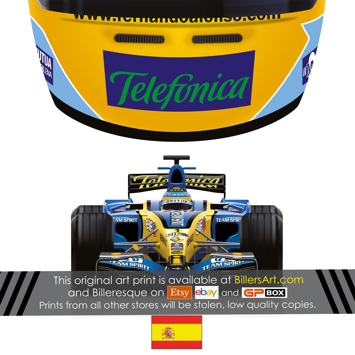 Fernando Alonso 2006 Formula 1 Racing Helmet Print