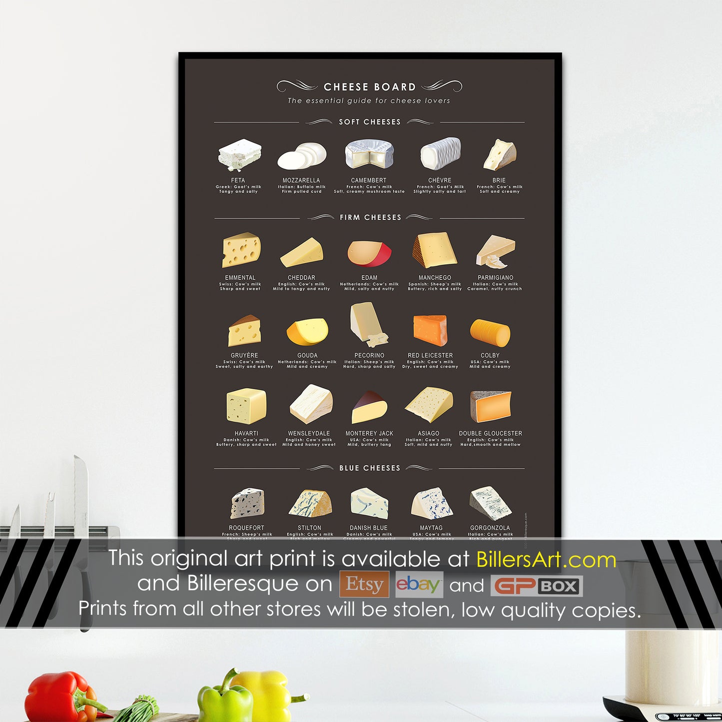 Cheese Board Kitchen Food & Drink Wall Poster