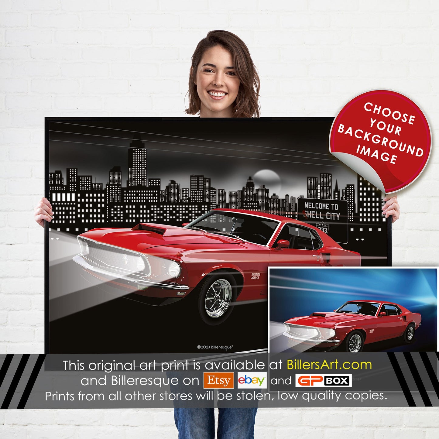 Ford Mustang 429 Boss American Muscle Car Poster