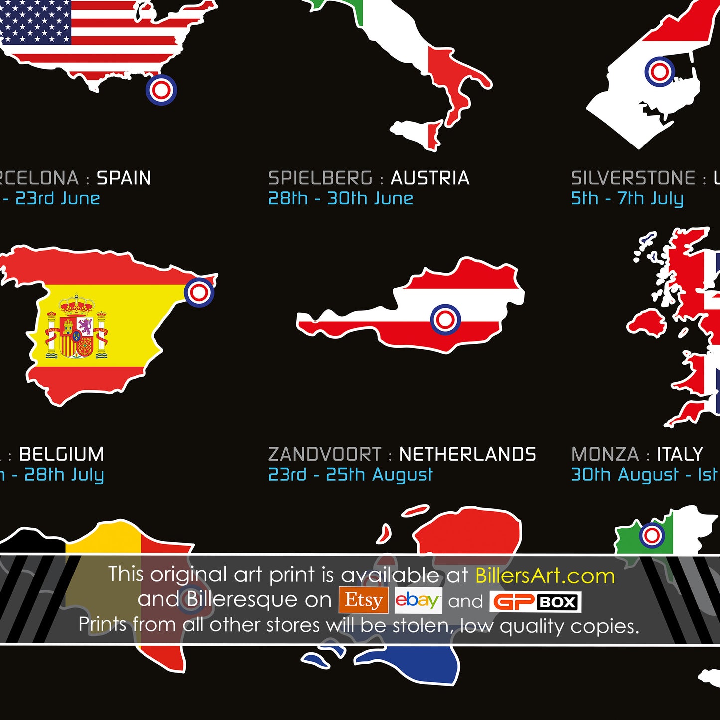 Formula 1 2024 Detailed Season Country Fixtures Wall Calendar Formula 1 poster print