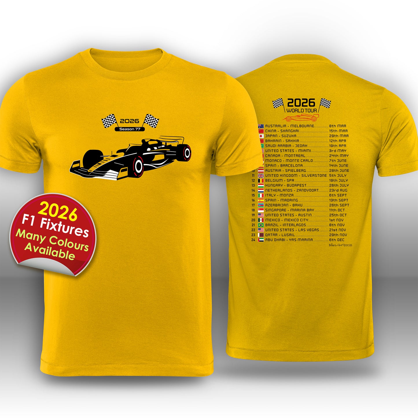Formula 1 2026 Race Calendar T-Shirt