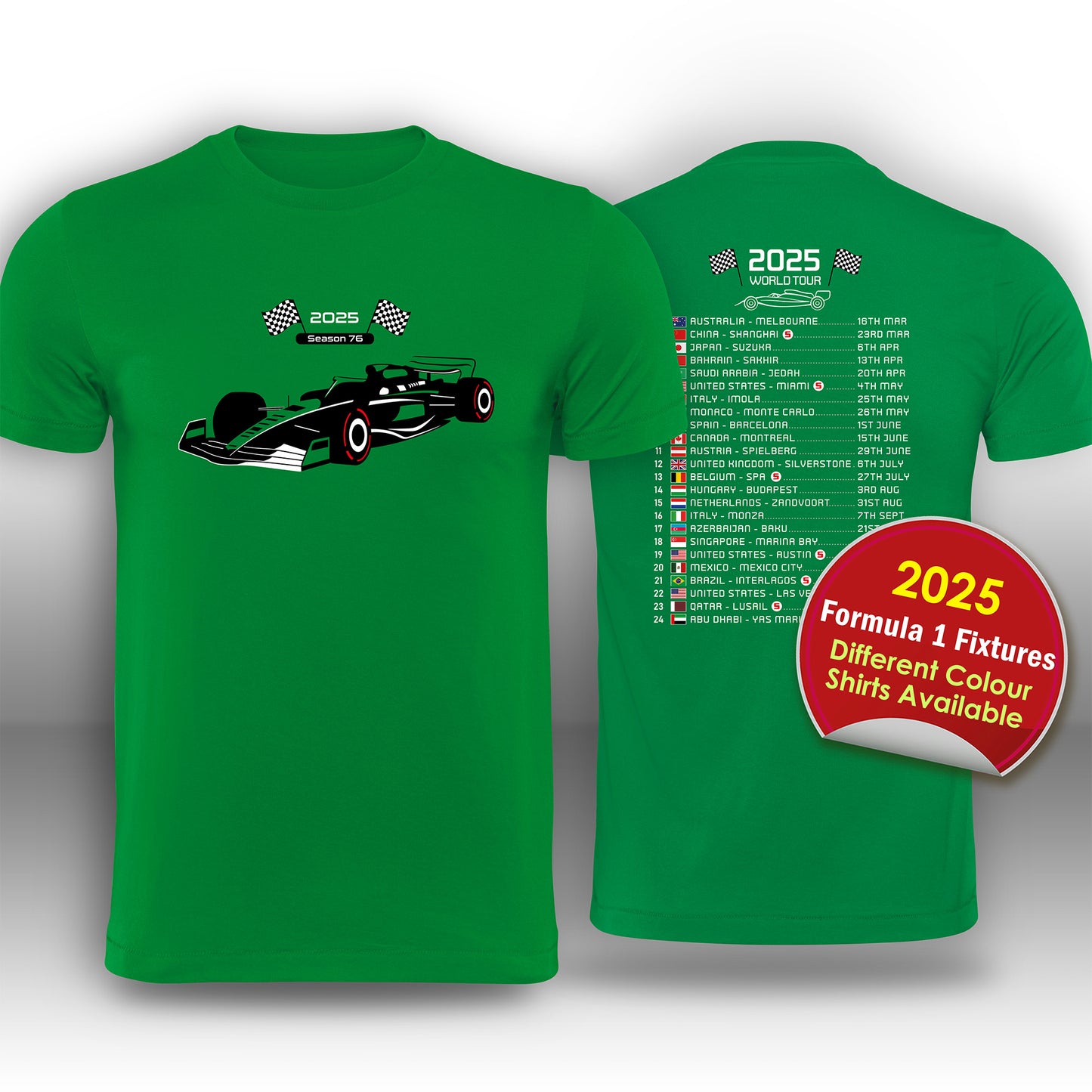 Formula 1 2025 Childrens Race Calendar T-Shirt