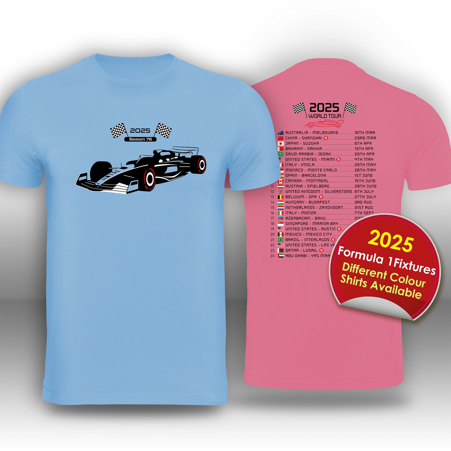 Formula 1 2025 Childrens Race Calendar T-Shirt
