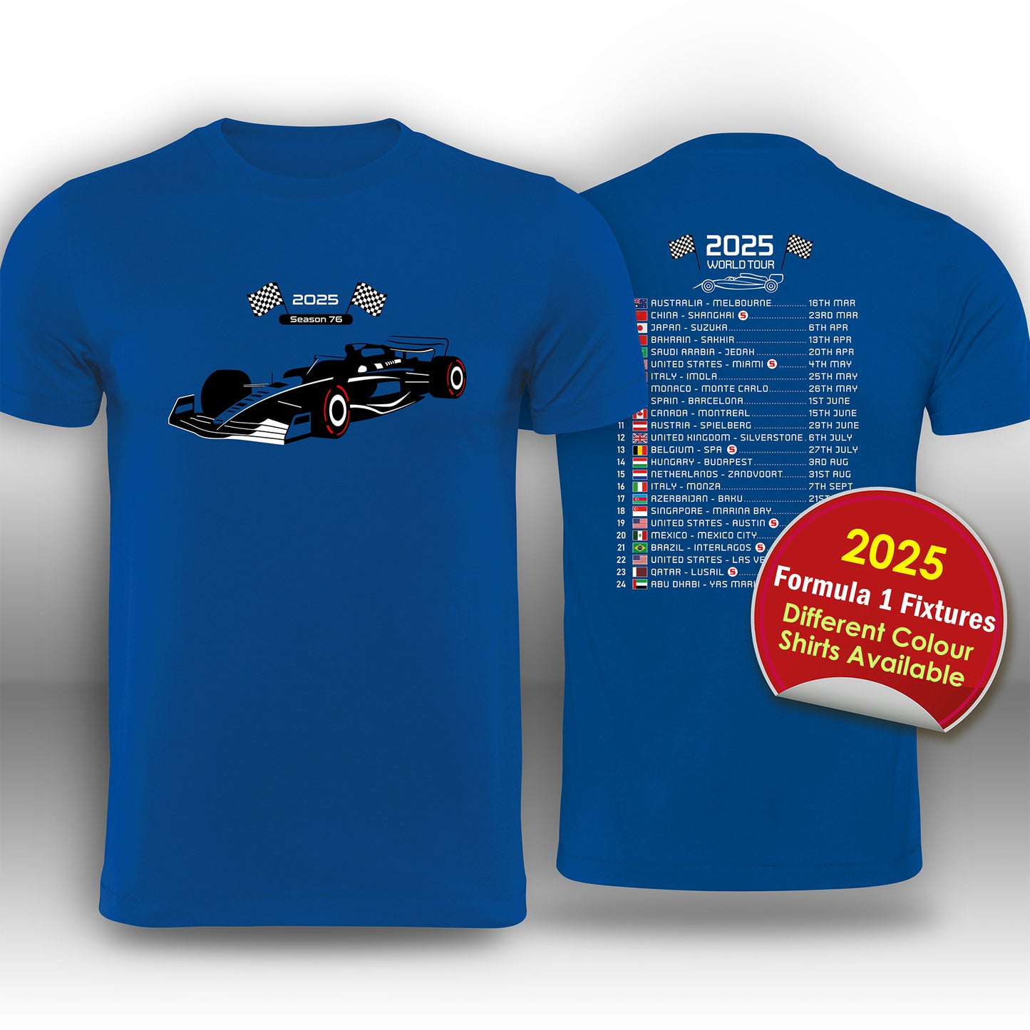 Formula 1 2025 Childrens Race Calendar T-Shirt