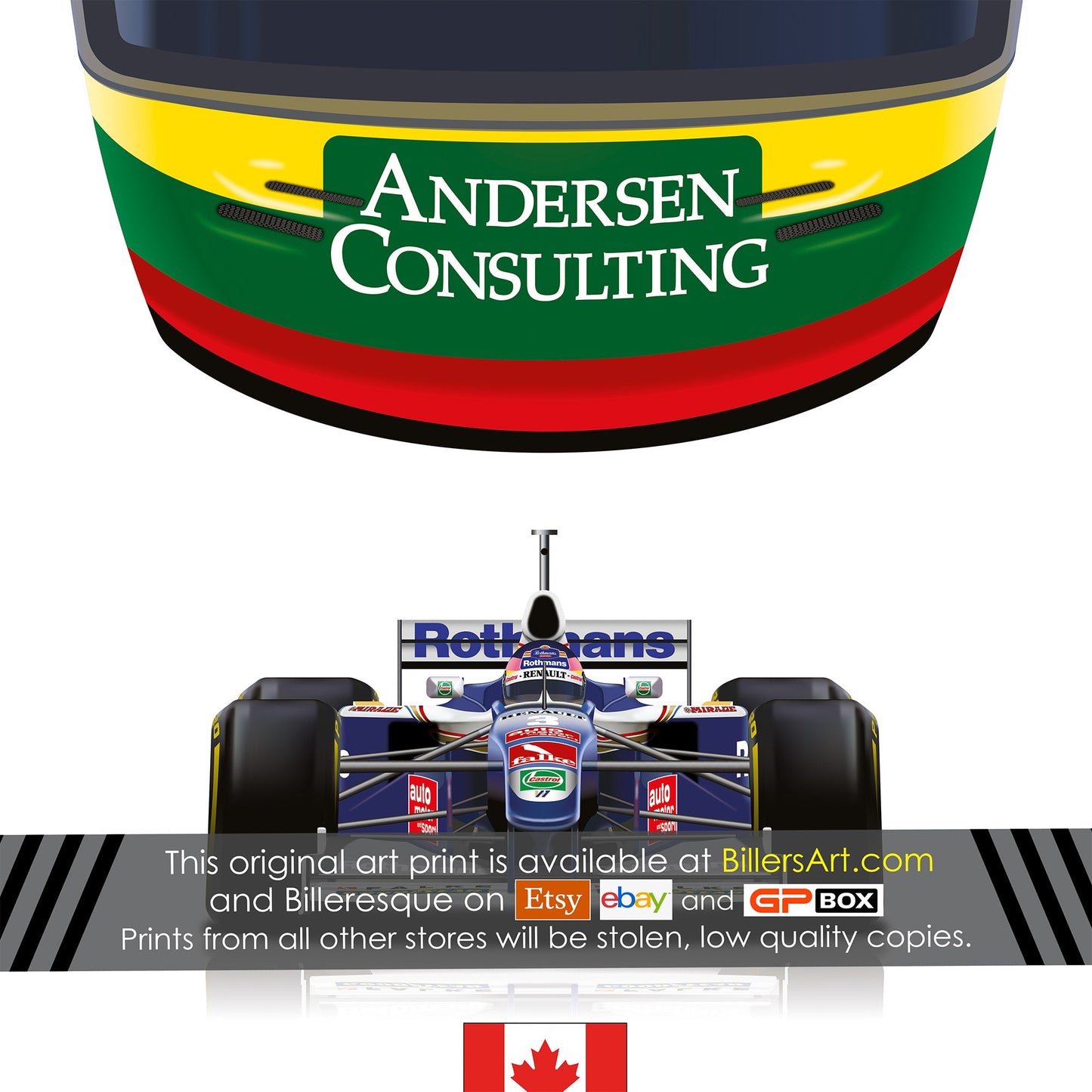 Jacques Villeneuve 1997 Formula 1 Racing Helmet Print