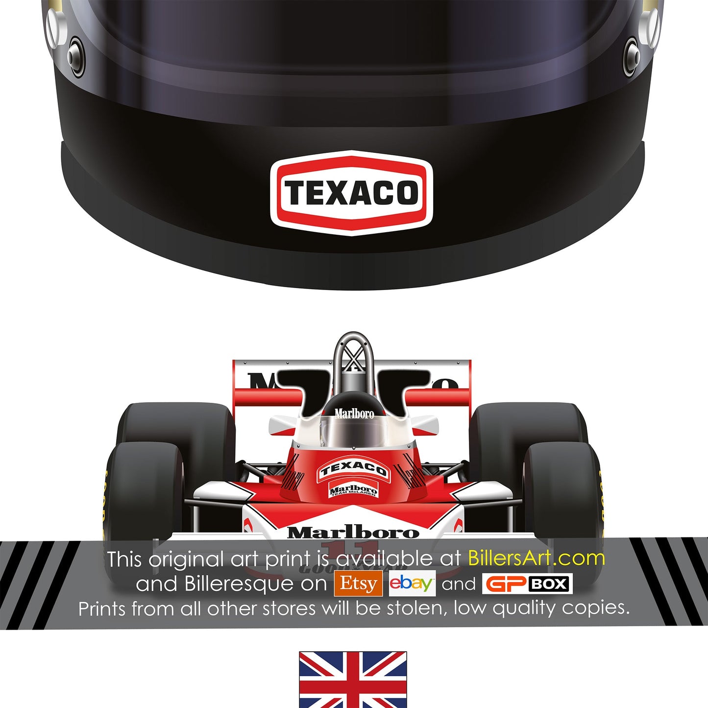 James Hunt 1976 Formula 1 Racing Helmet Print