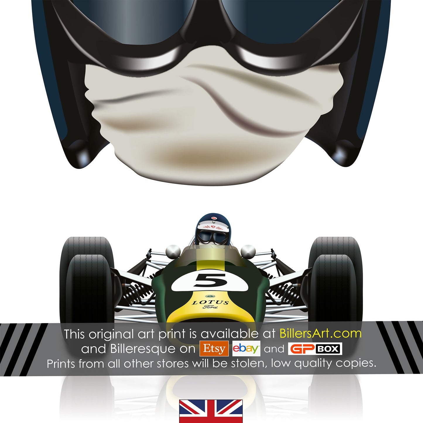 Jim Clark 1965 Formula 1 Racing Helmet Print