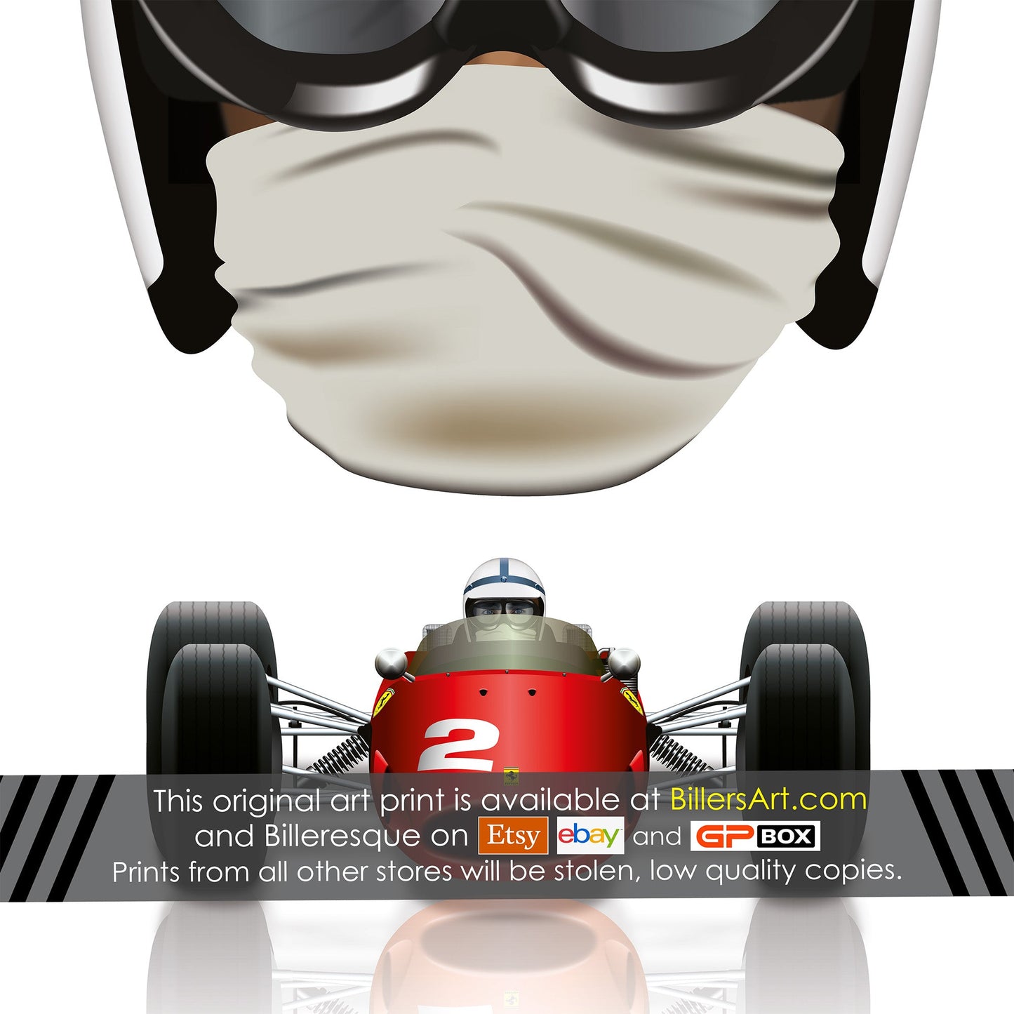 John Surtees Helmet Ferrari 1964 Formula 1 Poster