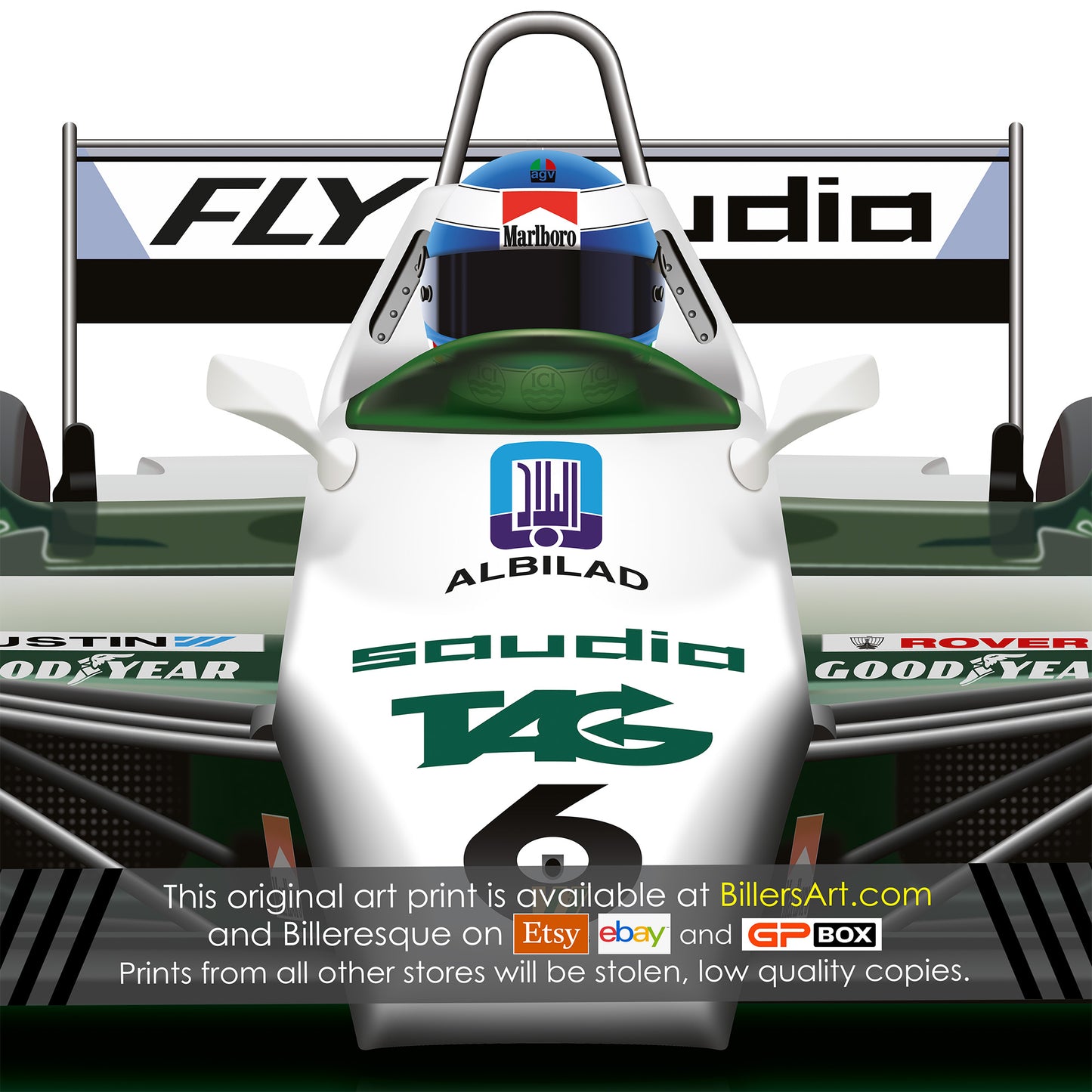 Keke Rosberg Formula 1 Williams 1982 Racing Car Print