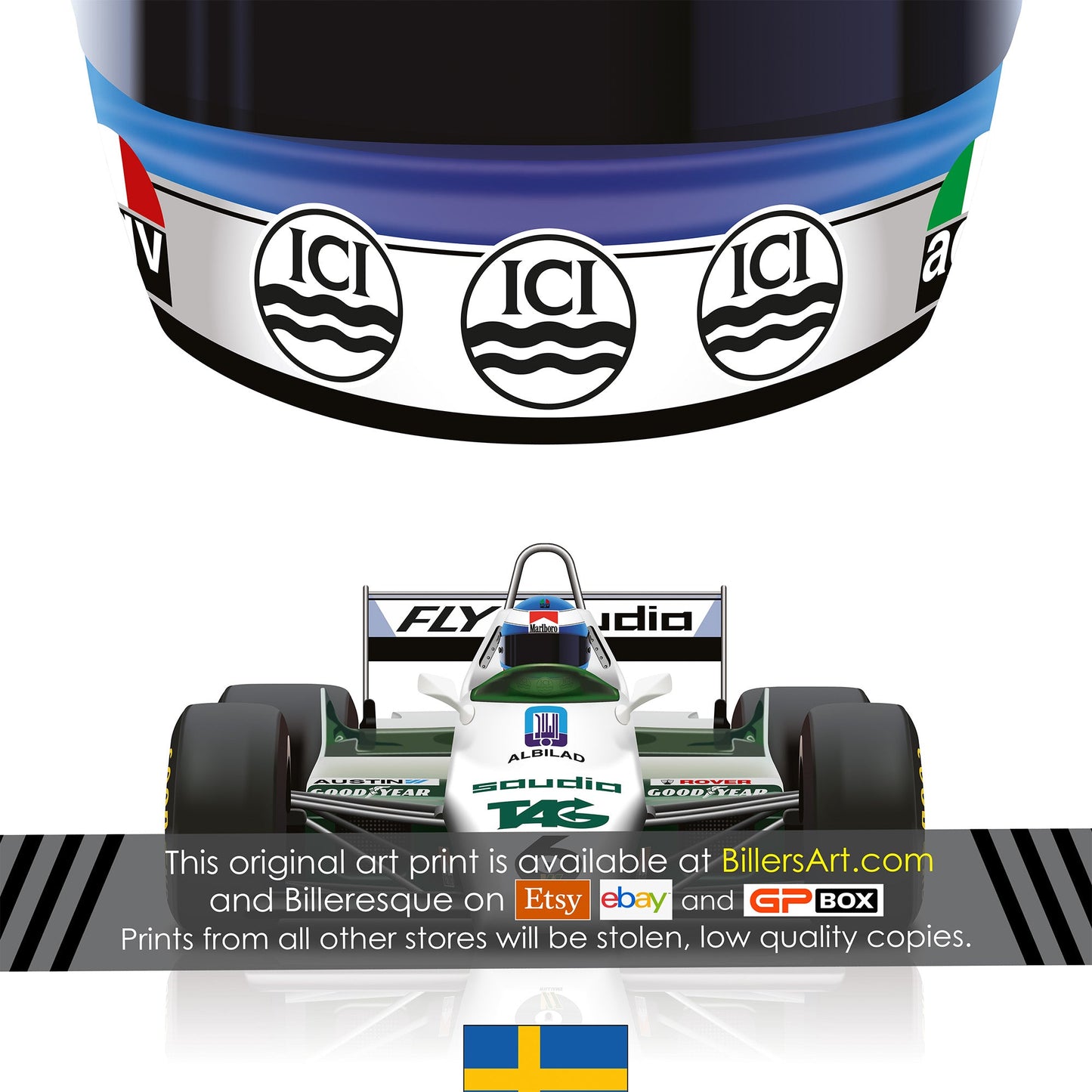Keke Rosberg 1982 Formula 1 Racing Helmet Print