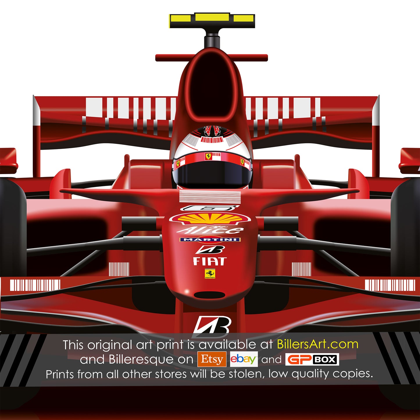 Kimi Raikkonen Formula 1 Ferrari 2007 Racing Car Print