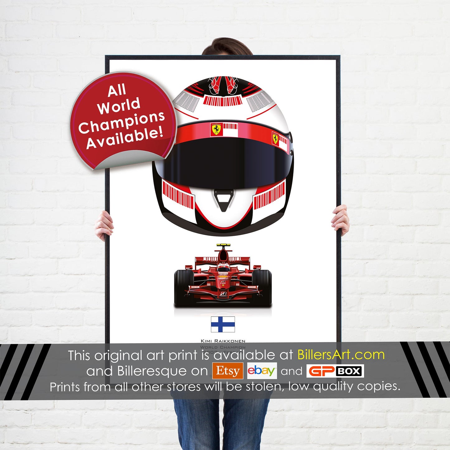 Kimi Raikkonen 2007 Formula 1 Racing Helmet Print