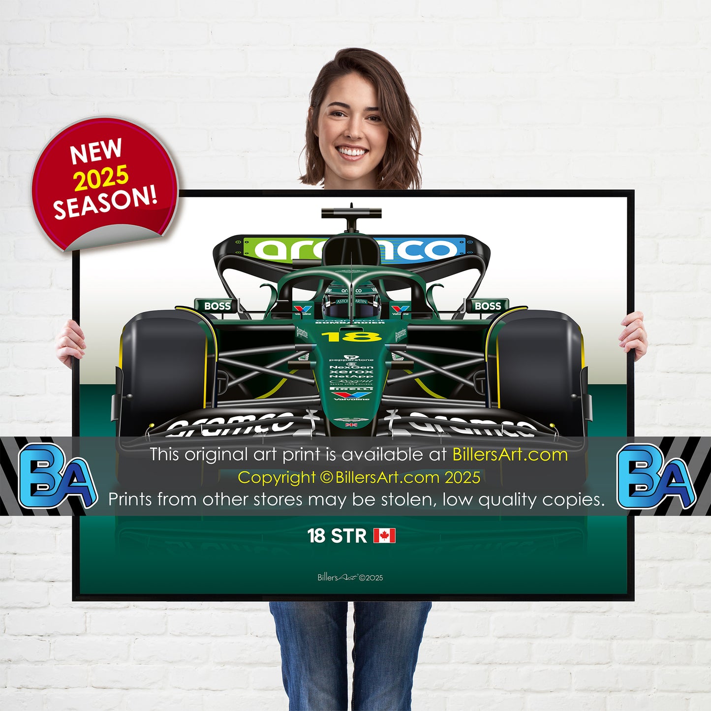 Lance Stroll Formula 1 Aston Martin 2025 Racing Car Print