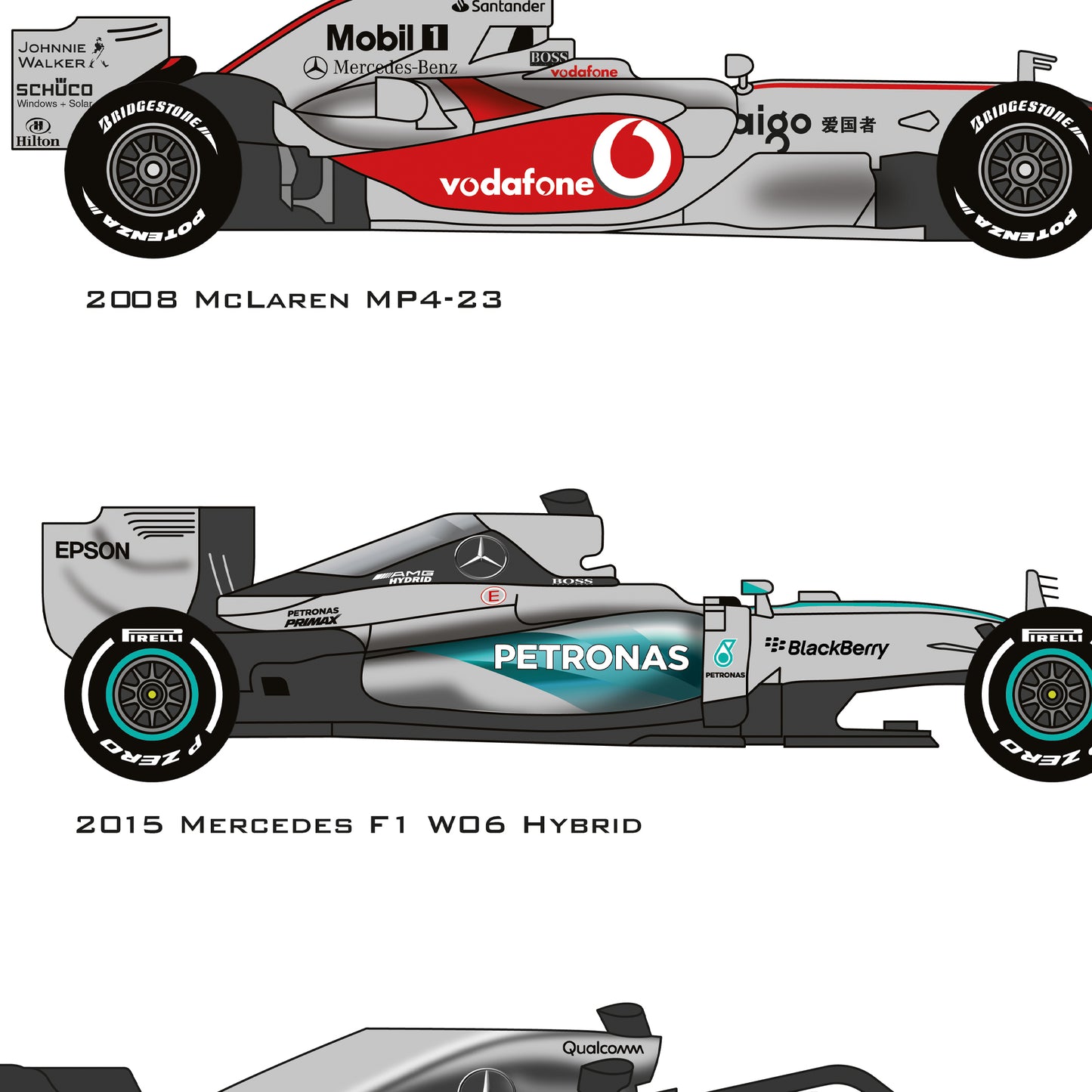 Lewis Hamilton 7 cars world championship Formula 1 print