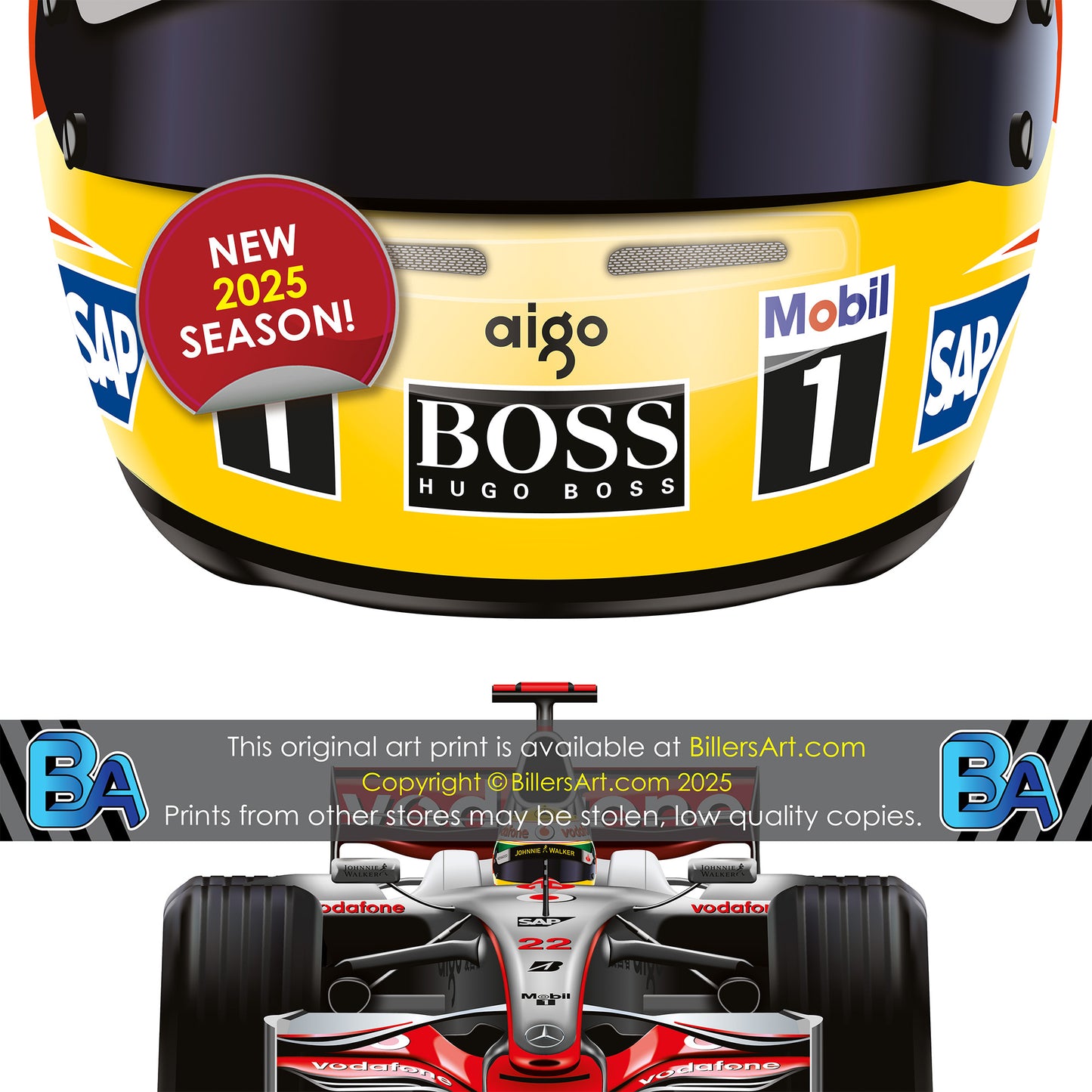 Lewis Hamilton Formula 1 Racing Helmet 2008 McLaren Print
