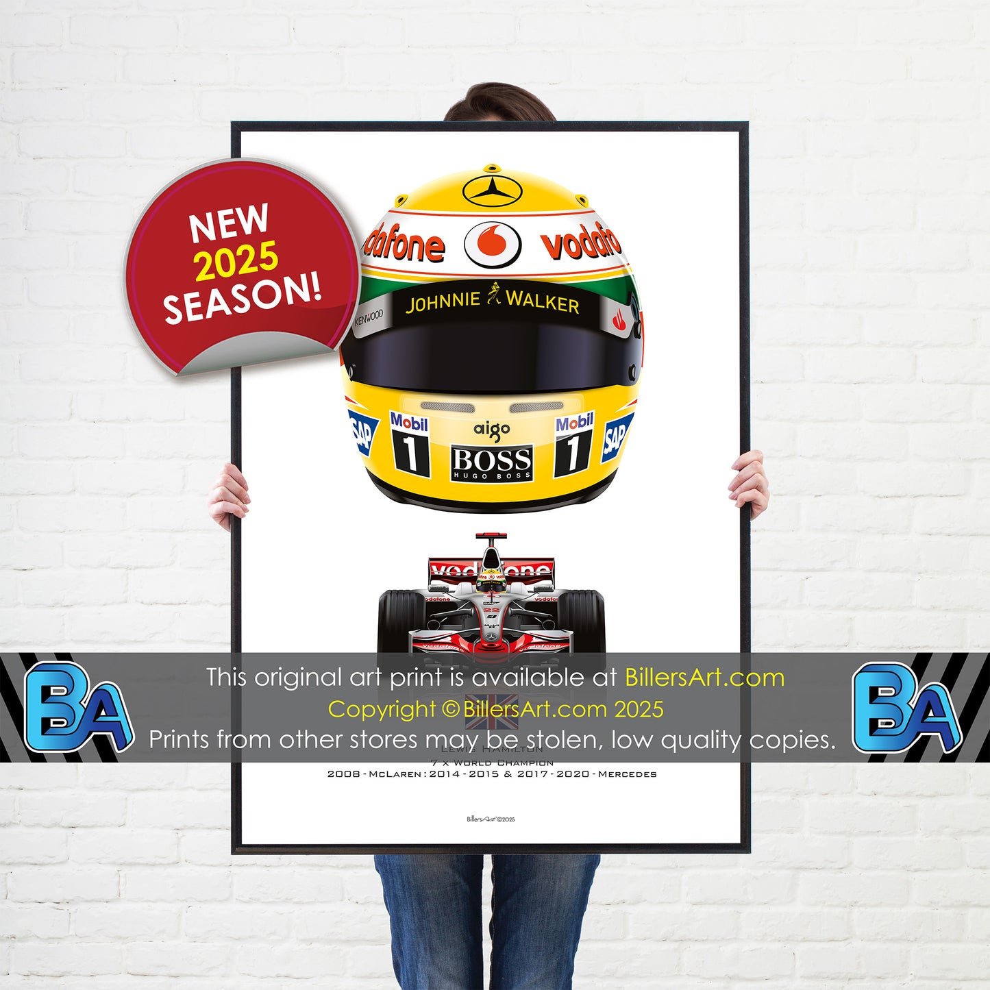 Lewis Hamilton Formula 1 Racing Helmet 2008 McLaren Print