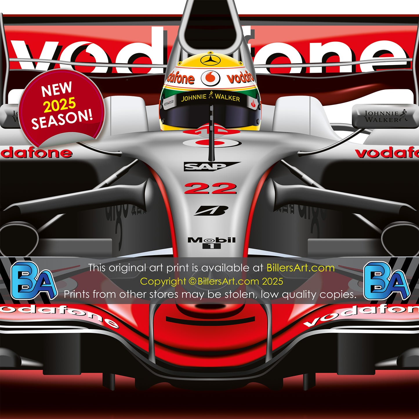 Lewis Hamilton Formula McLaren 2008 Racing Car Print