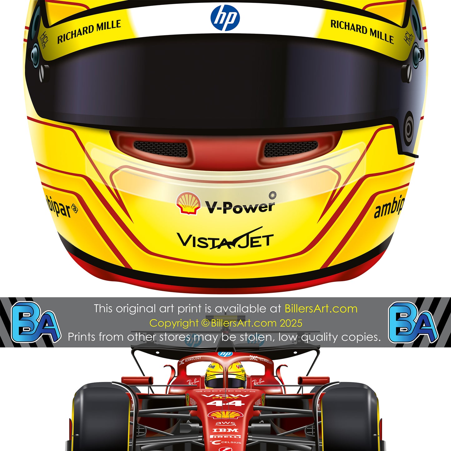 Lewis Hamilton Formula 1 Racing Helmet 2025 Mercedes Print
