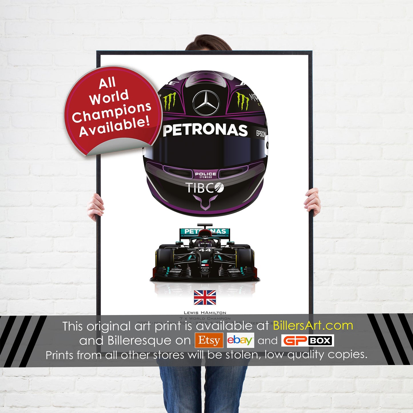 Lewis Hamilton 2020 World Champion Formula 1 Racing Print