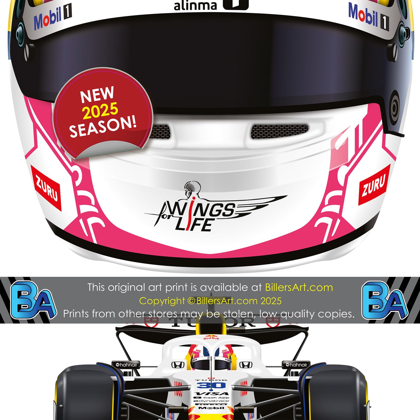 Liam Lawson Formula 1 Racing Helmet 2025 Racing Bulls Print