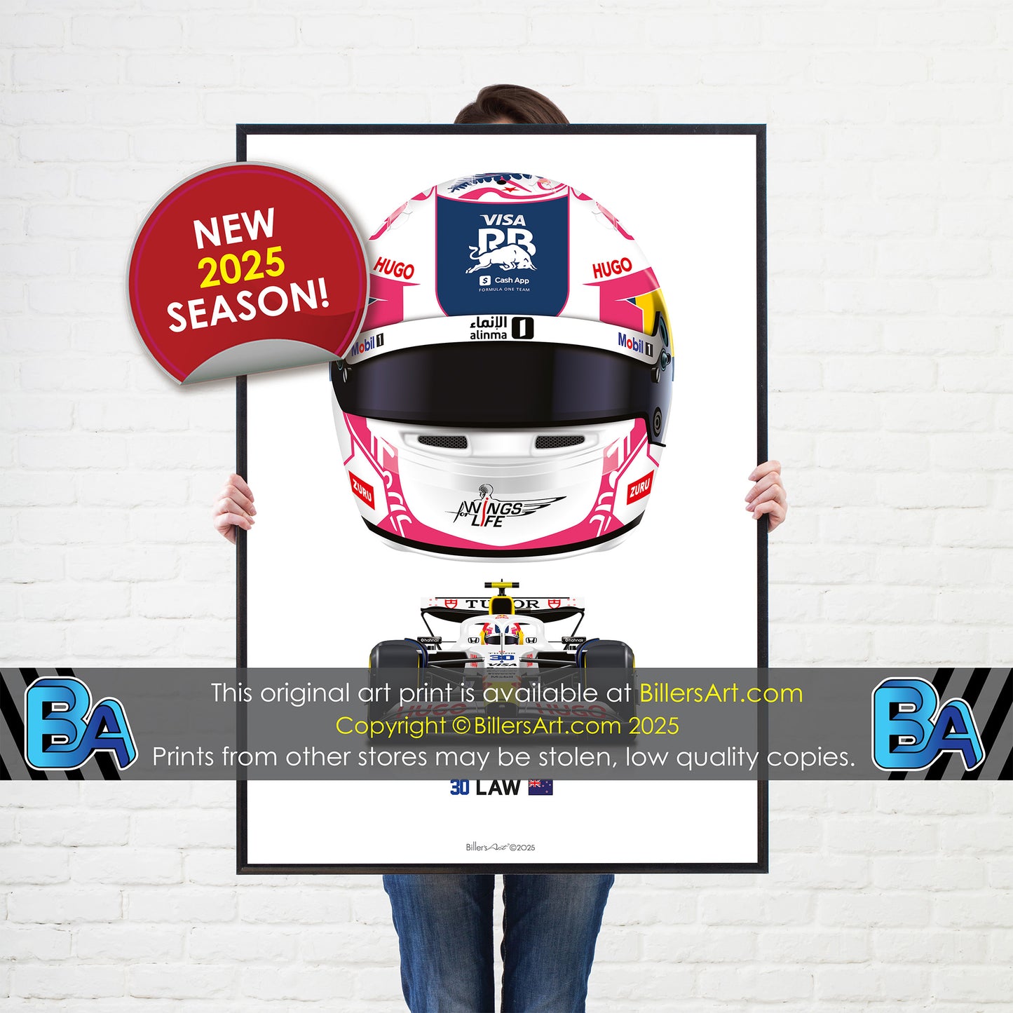 Liam Lawson Formula 1 Racing Helmet 2025 Racing Bulls Print