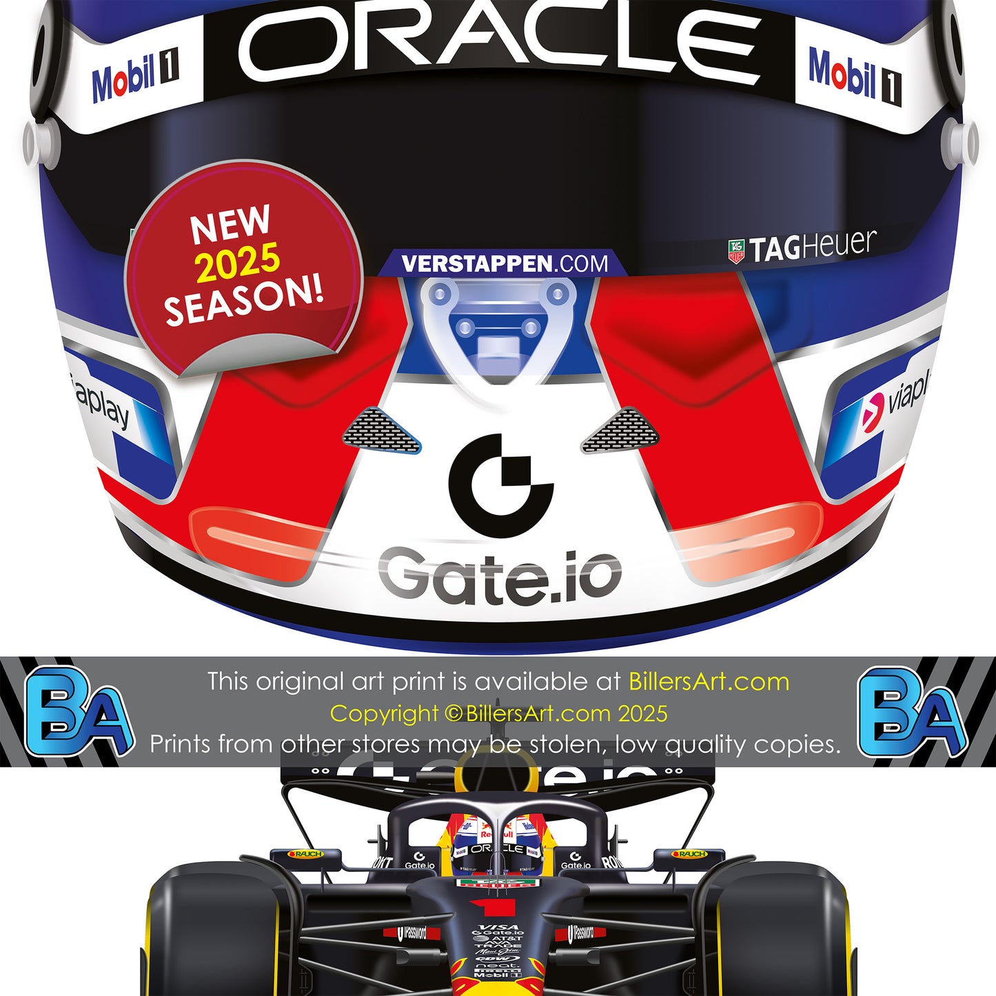 Max Verstappen Formula 1 Racing Helmet 2025 Red Bull Print