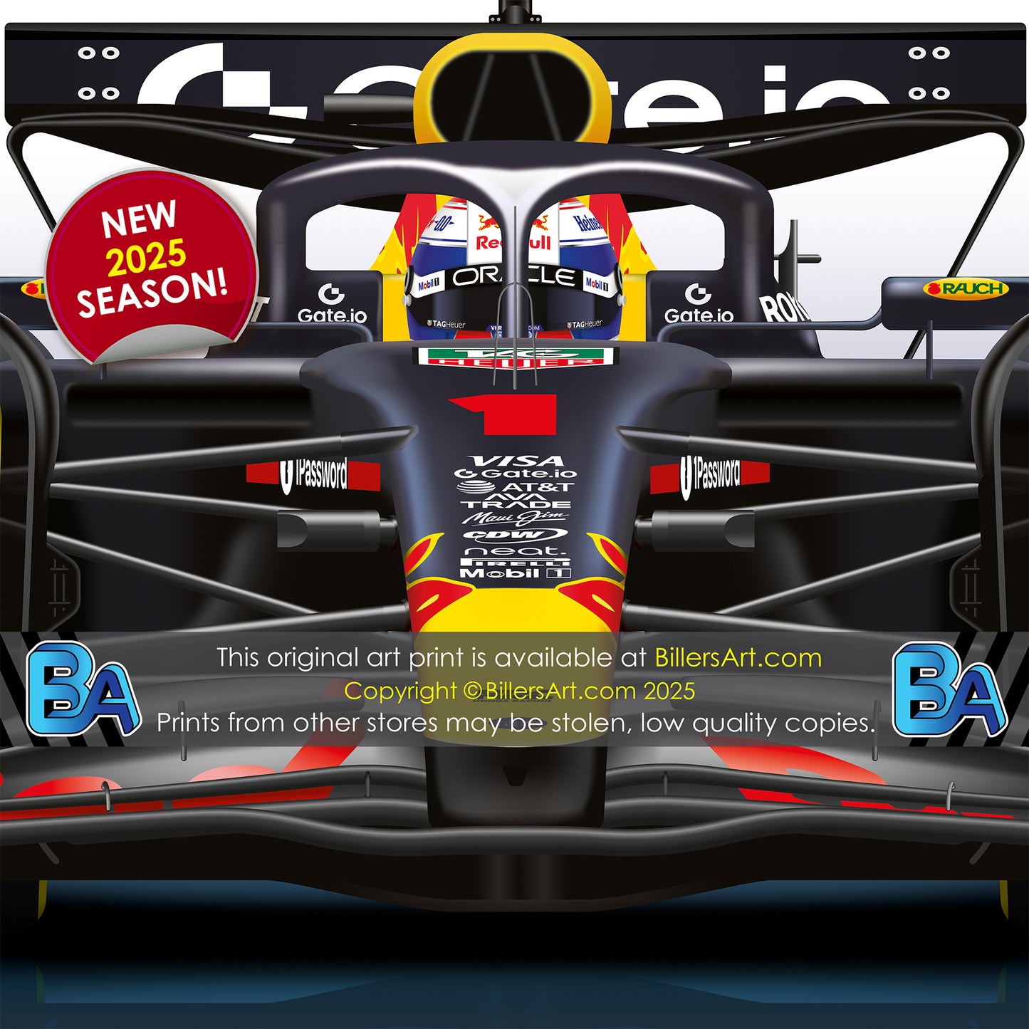 Max Verstappen Formula 1 Red Bull 2025 Racing Car Print