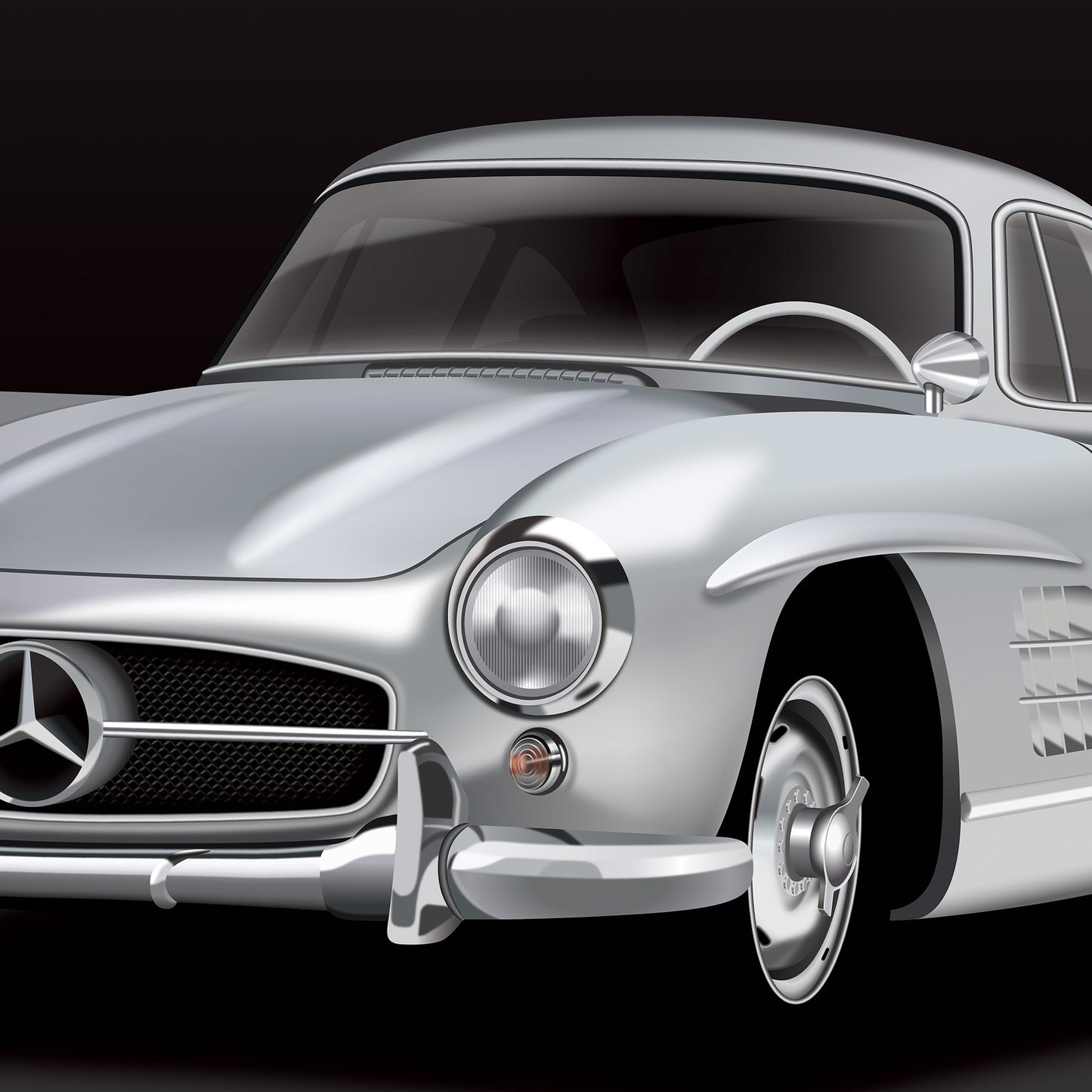 Mercedes 300SL 1950's 2 Seater Gullwing Coupé Sports Car Classic Car Print