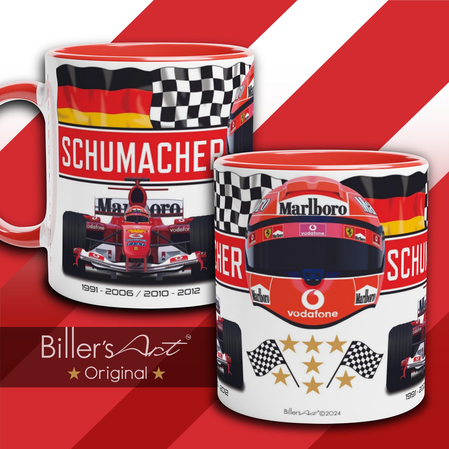 Classic World Champion Michael Schumacher's Car & Helmet Formula 1 Mug