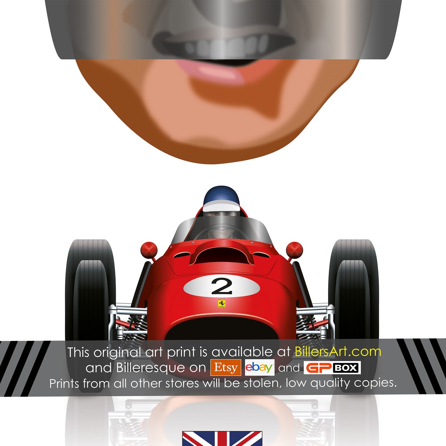 Mike Hawthorn Helmet Ferrari 1958 Poster