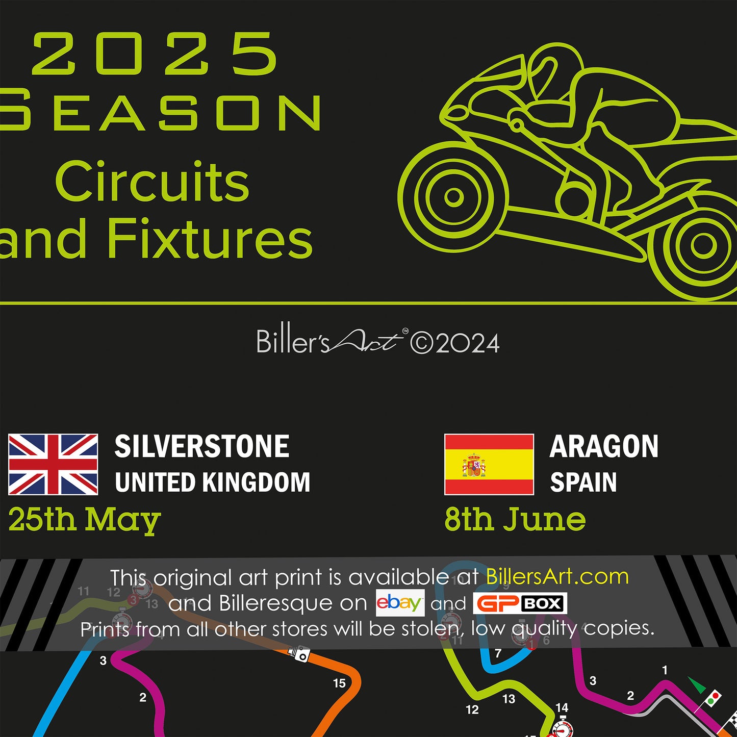 MotoGP 2025 Landscape Circuit Wall Calendar Fixtures