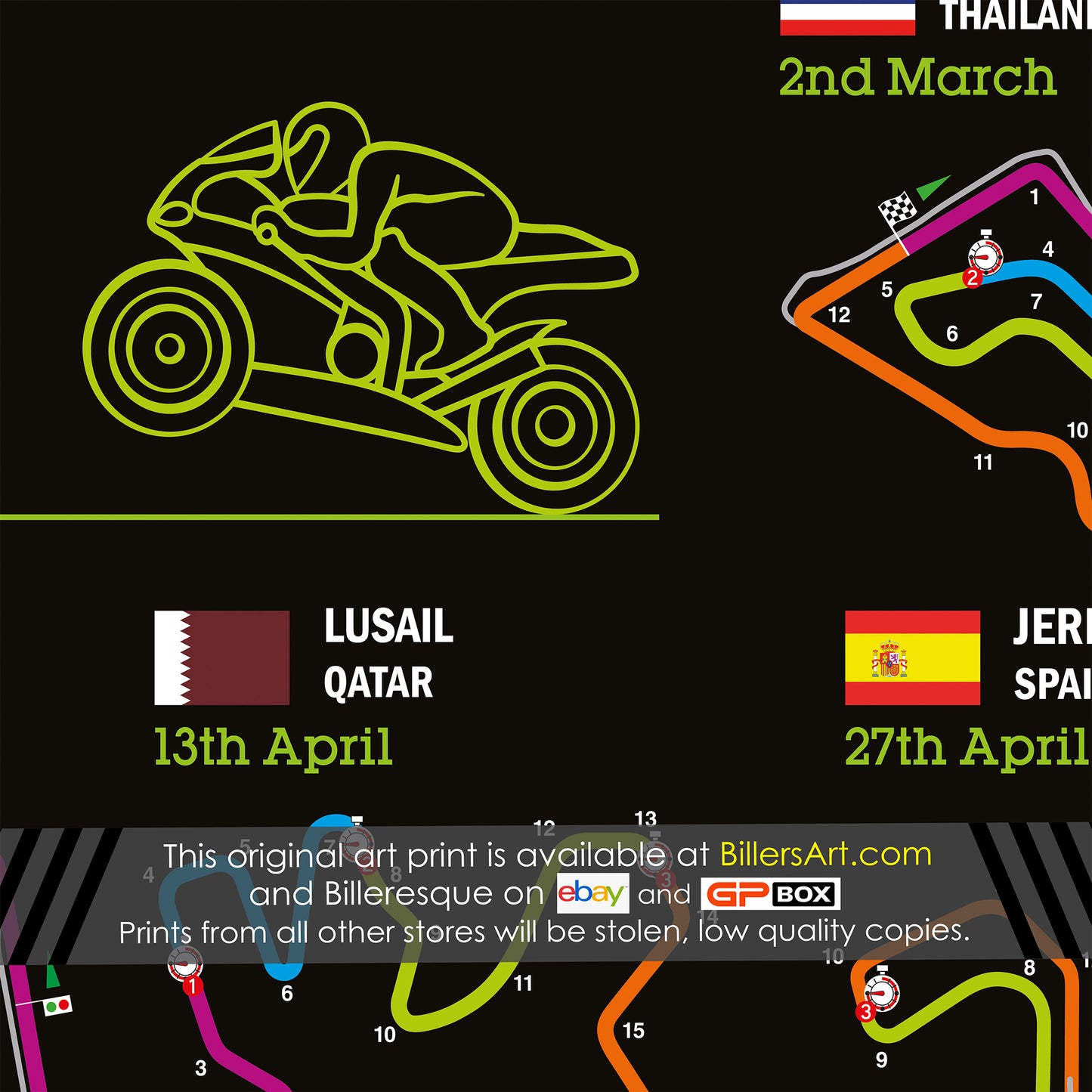 MotoGP 2025 Landscape Circuit Wall Calendar Fixtures