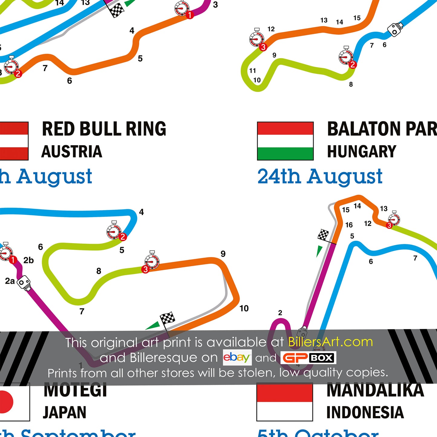 MotoGP 2025 Landscape Circuit Wall Calendar Fixtures