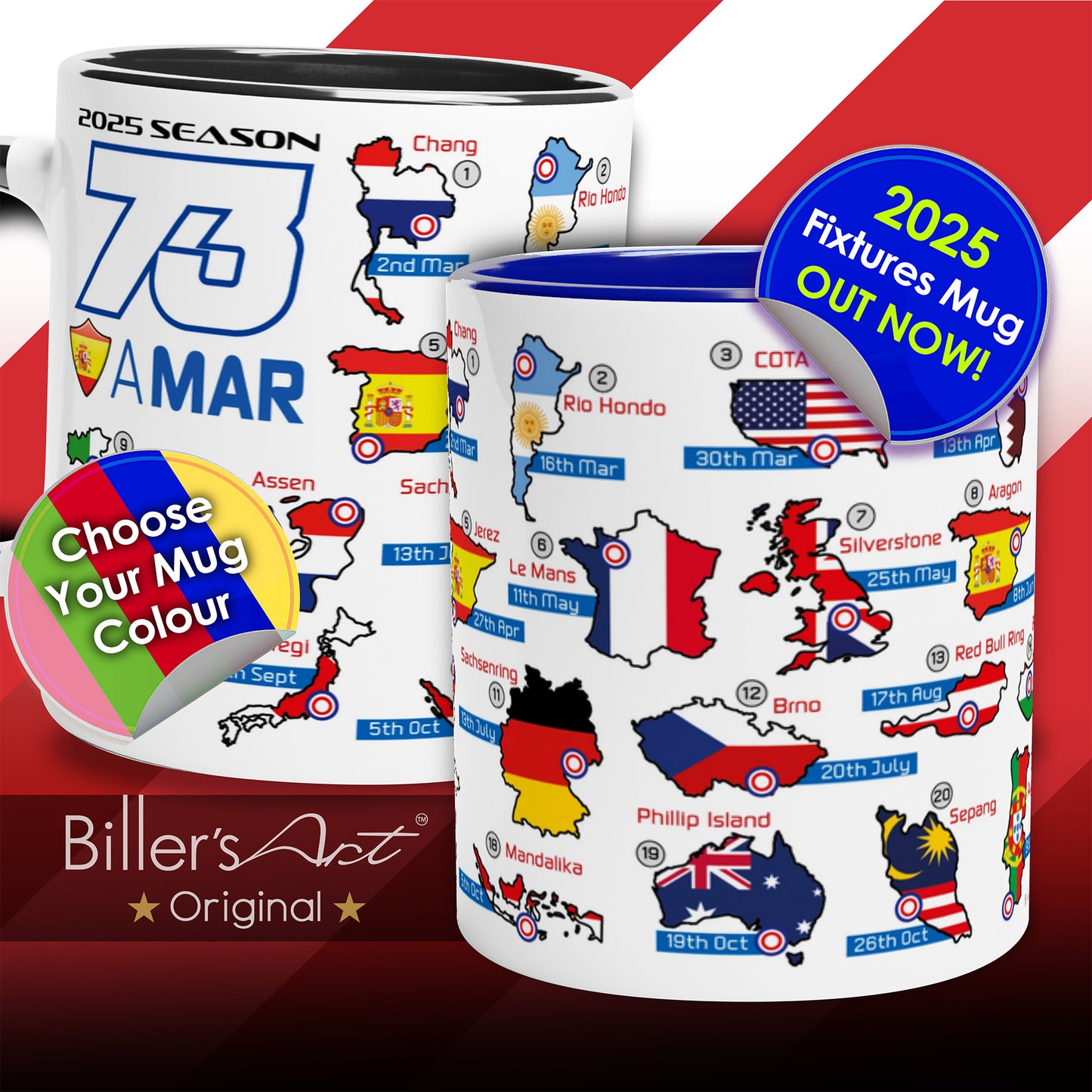 Alex Marquez MotoGP 2025 Season Fixtures Racing Calendar Mug