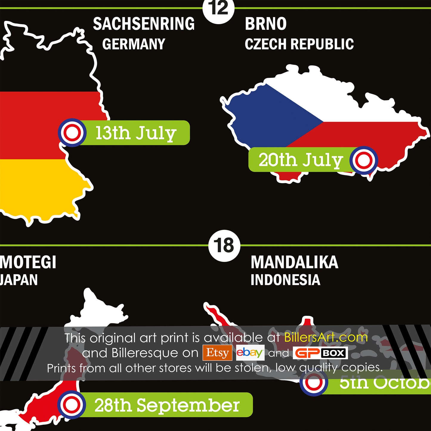 MotoGP 2025 Landscape Wall Calendar Countries Locations and  Fixtures