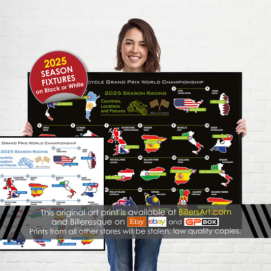 MotoGP 2025 Landscape Wall Calendar Countries Locations and  Fixtures