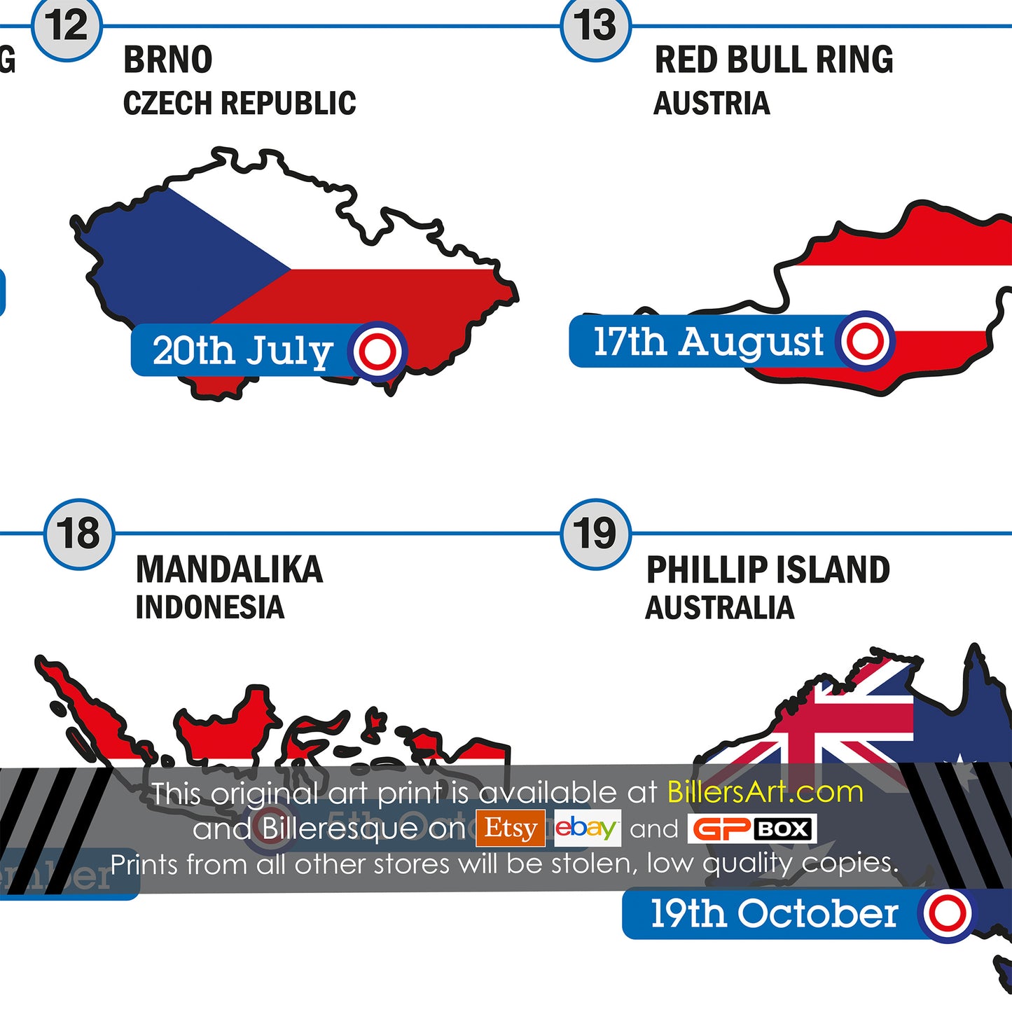 MotoGP 2025 Landscape Wall Calendar Countries Locations and Fixtures