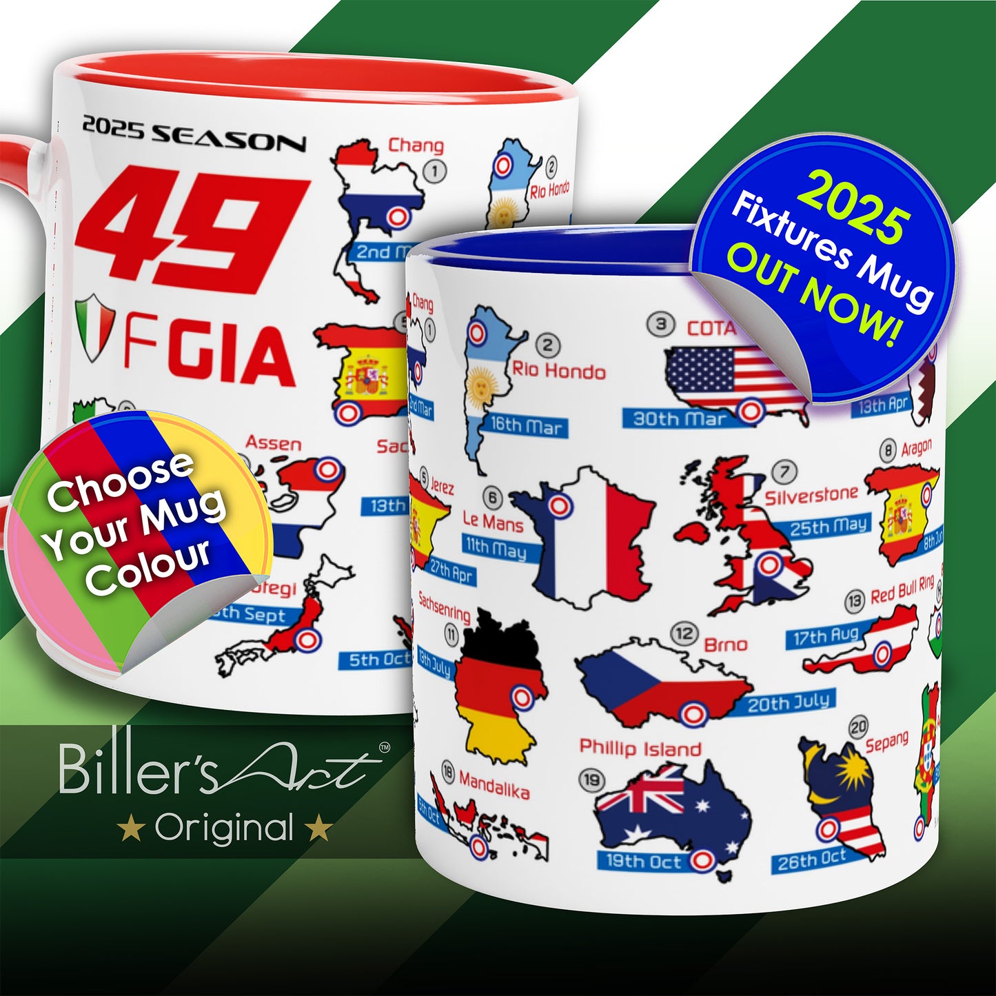 Fabio di Giannantonio MotoGP 2025 Season Fixtures Racing Calendar Mug