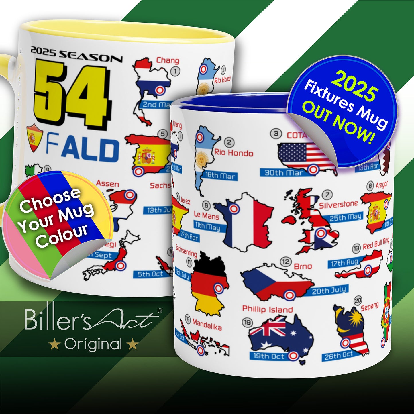 Fermin Aldeguer MotoGP 2025 Season Fixtures Racing Calendar Mug