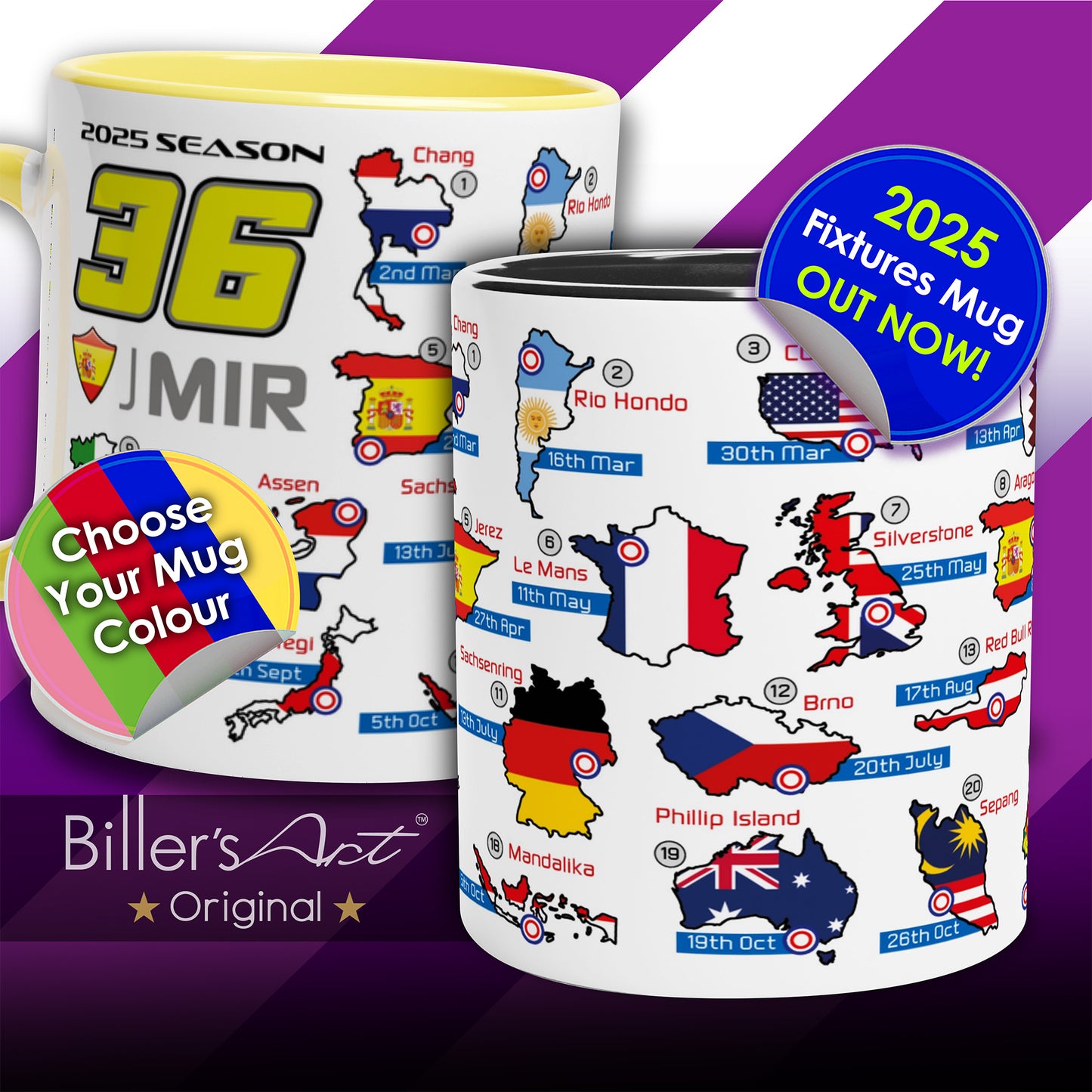Joan Mir MotoGP 2025 Season Fixtures Racing Calendar Mug