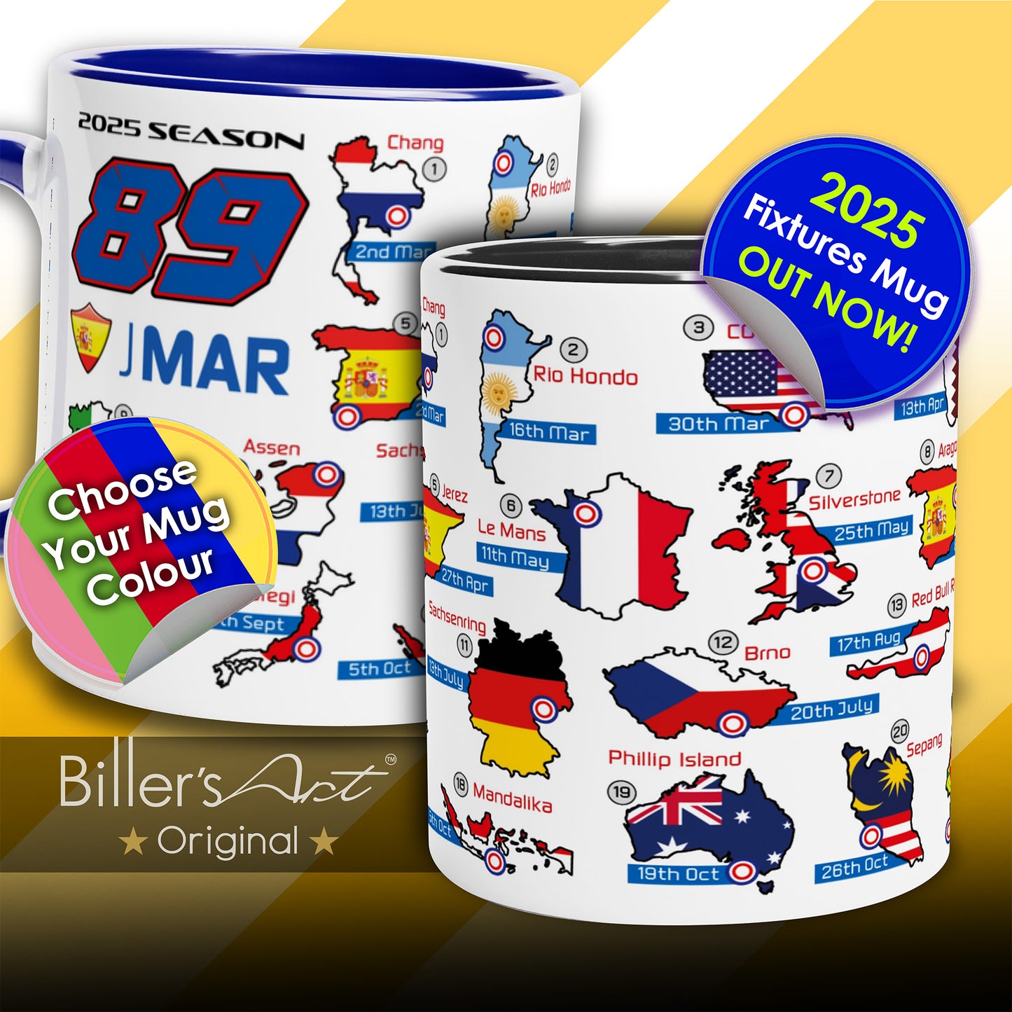 Jorge Martin MotoGP 2025 Season Fixtures Racing Calendar Mug