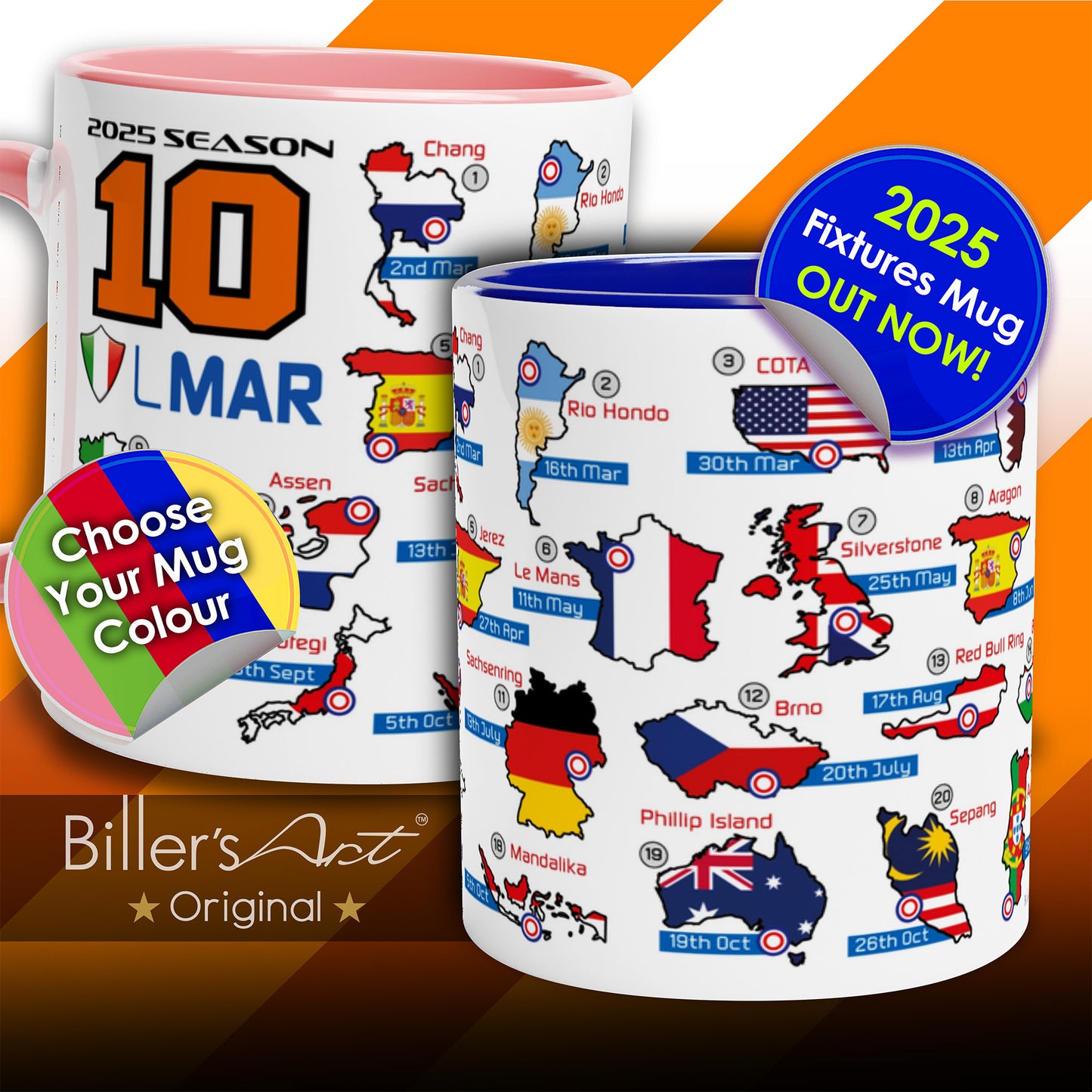 Luca Marini MotoGP 2025 Season Fixtures Racing Calendar Mug