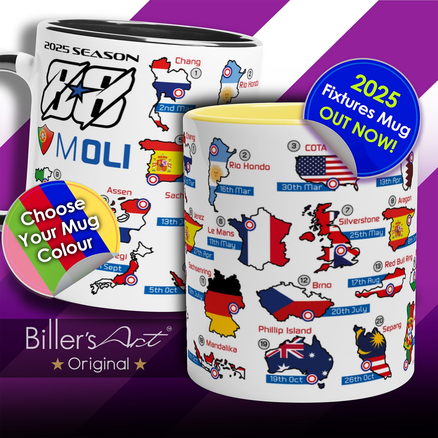Miguel Oliveira MotoGP 2025 Season Fixtures Racing Calendar Mug