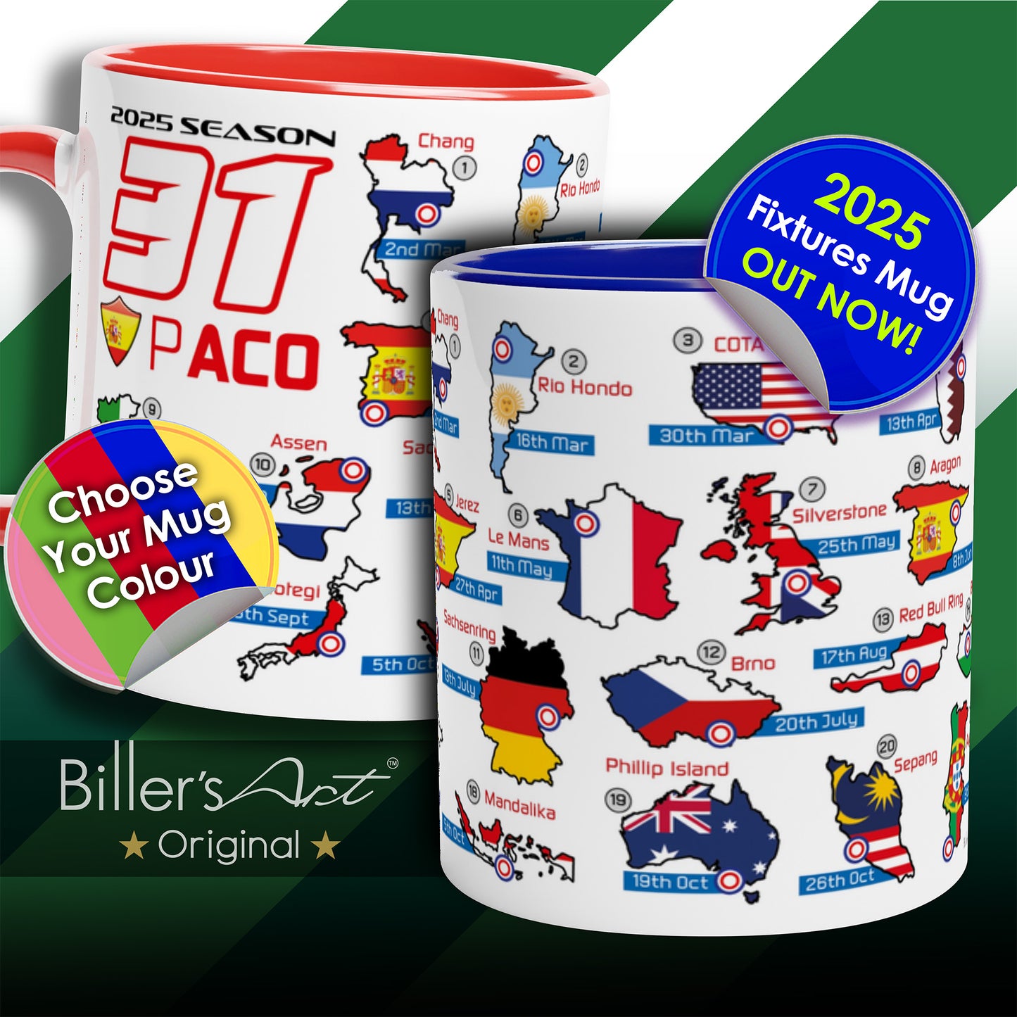 Pedro Acosta MotoGP 2025 Season Fixtures Racing Calendar Mug