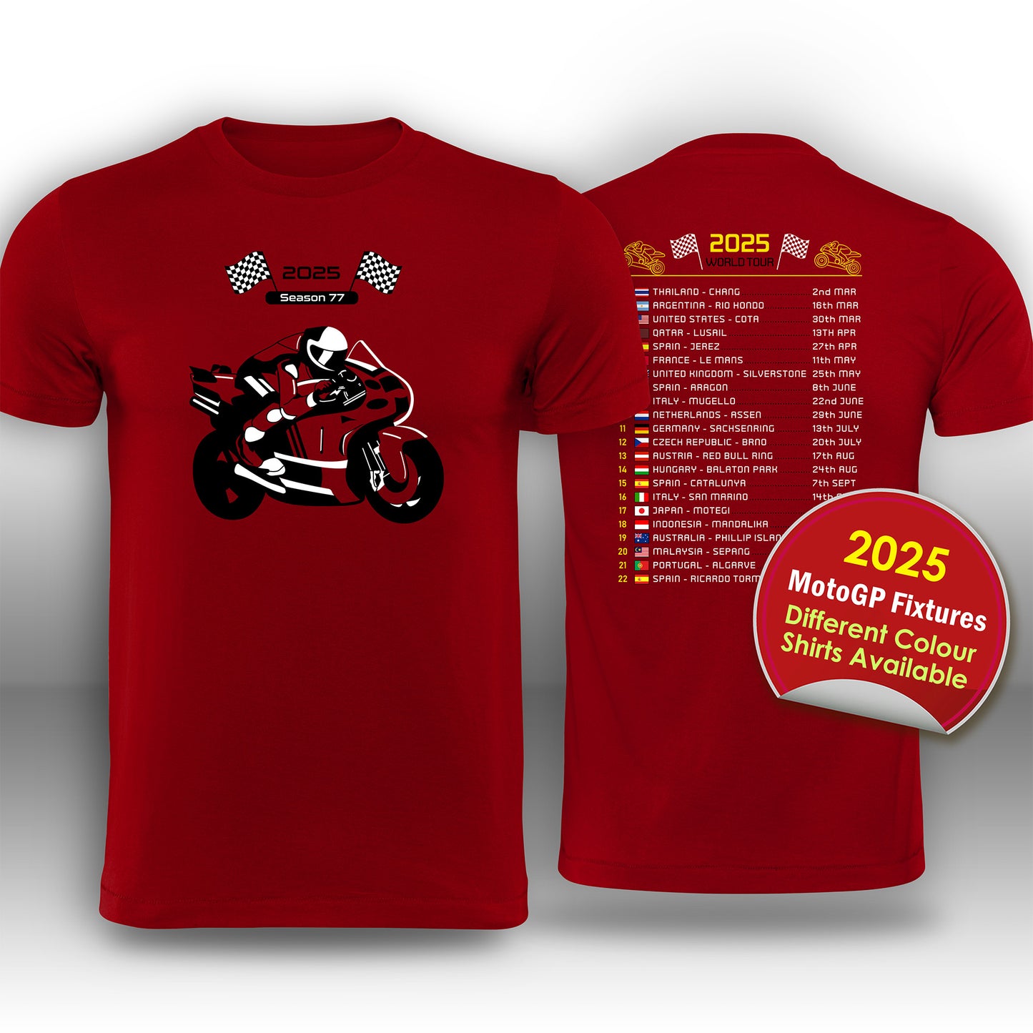 MotoGP 2025 Race Calendar T-Shirt