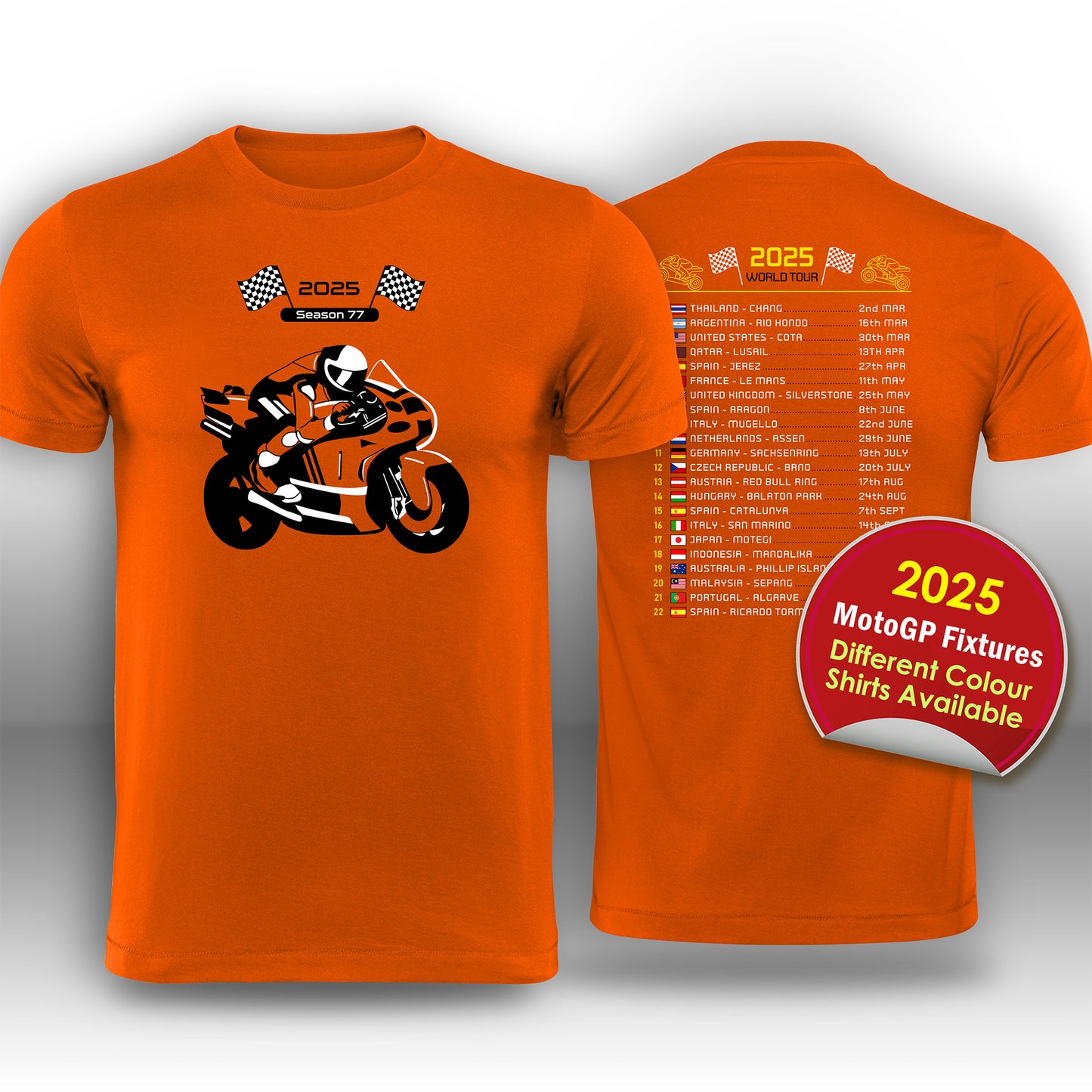 MotoGP 2025 Race Calendar T-Shirt