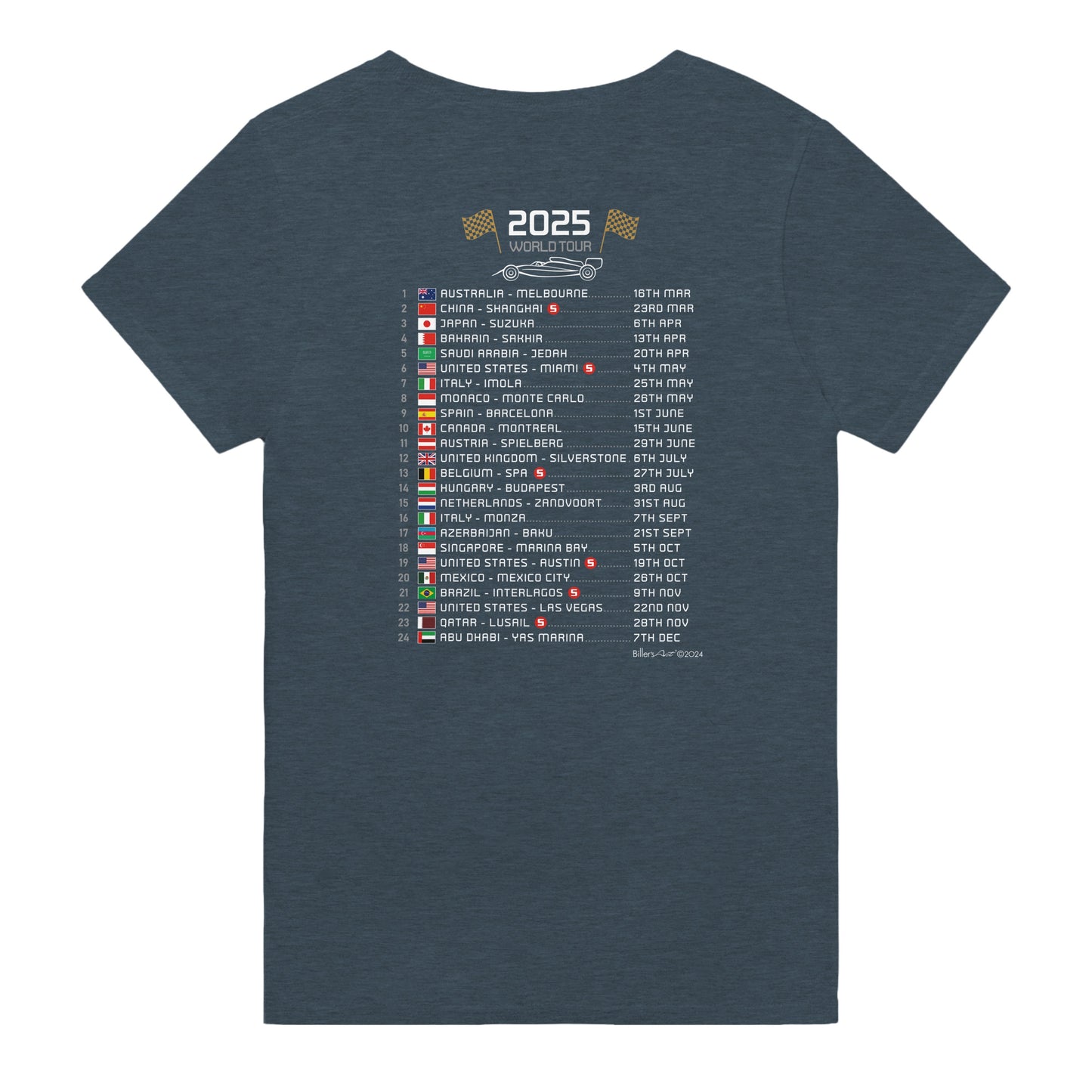Oscar Piastri 2025 Race Calendar Formula 1 F1 T-Shirt