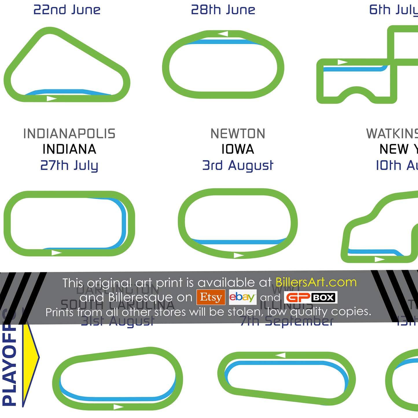 NASCAR 2025 Detailed Season Fixtures Portrait Wall Calendar Track Layouts