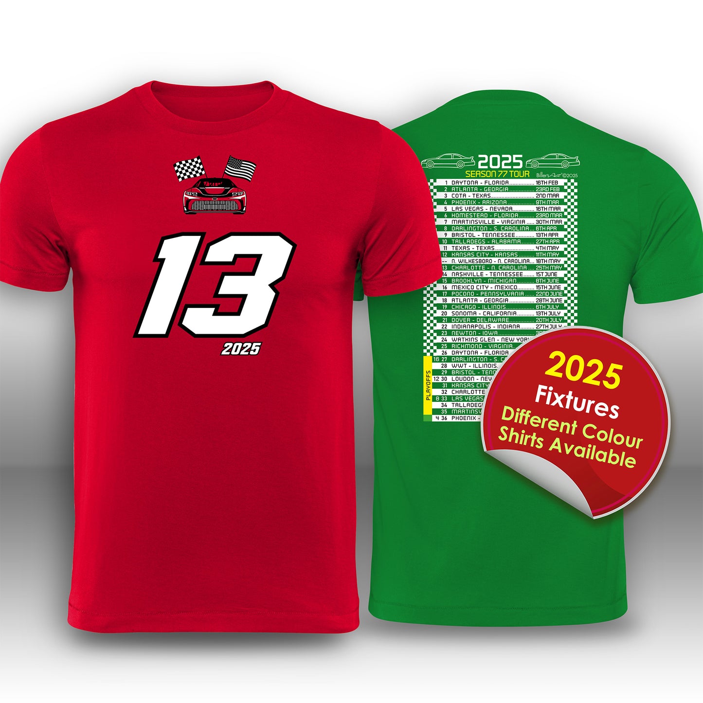 2025 Numbered Stock Car Fixtures Nascar T-Shirt